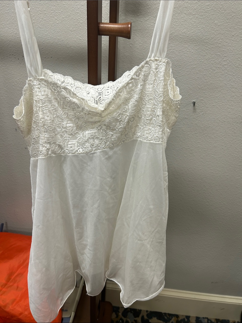 Women's Cream Lace-Top Chemise Slip Grunge, punk, coquette, vintage
